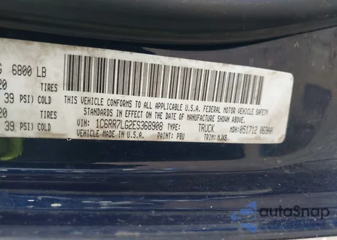 2014 Ram 1500 Outdoorsman из США, поврежденный, VIN 1C6RR7LG2ES368908